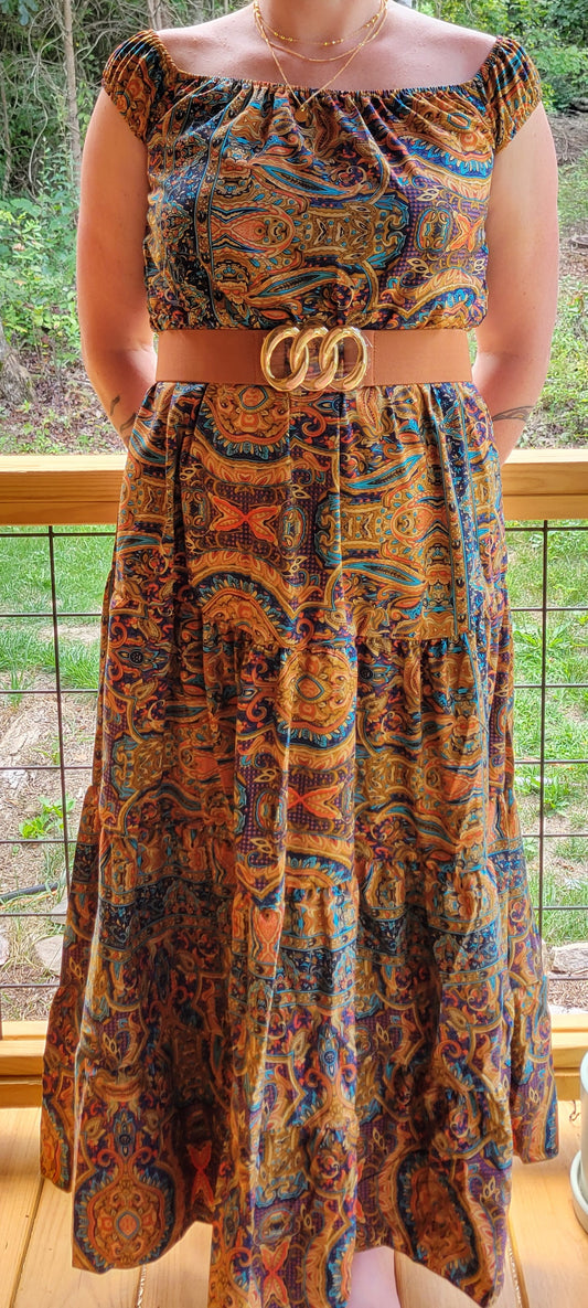 The Lucy - Multi Colored, Off the Shoulder Dress