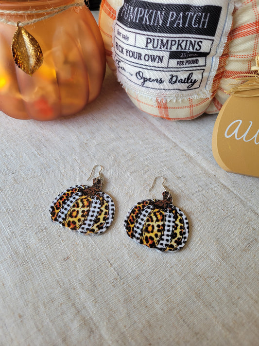 Cheetah Orange Pumpkin Dangle Earrings