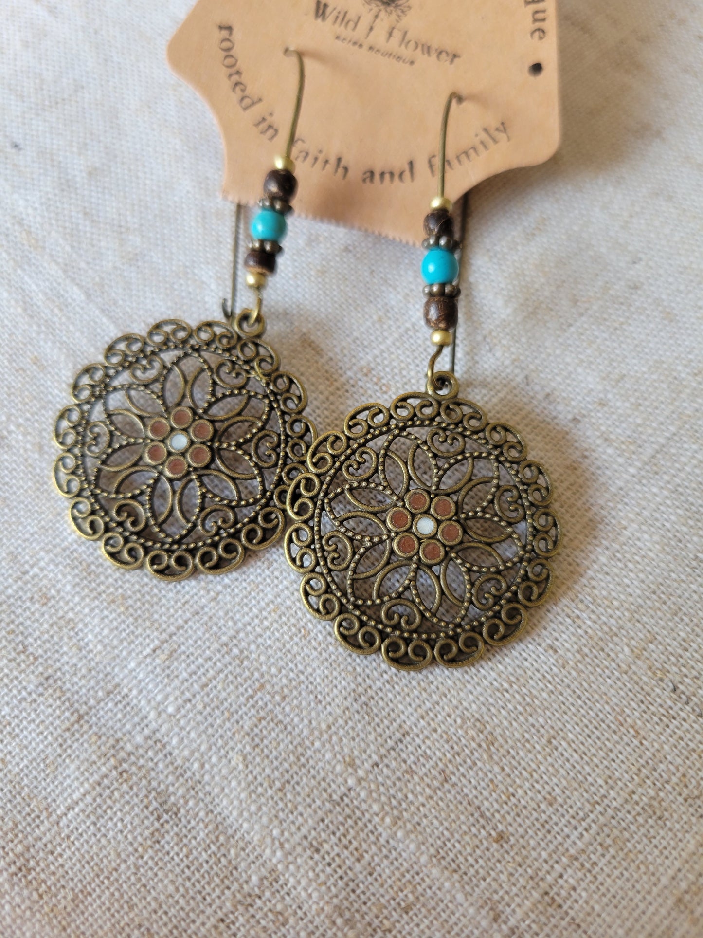 Boho Mandala Flower Dangle Earrings