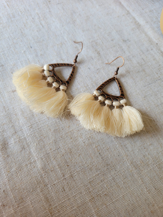 Beige Fluffy Boutique Earrings