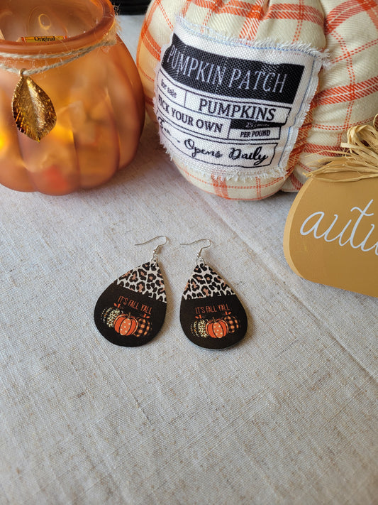 "It's Fall Y'all" Cheetah Print Earrings