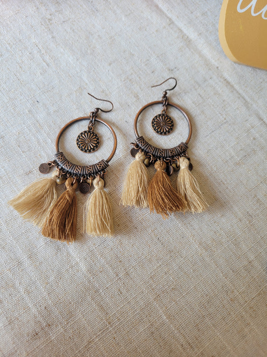 Bohemian Beige and Tan Earrings