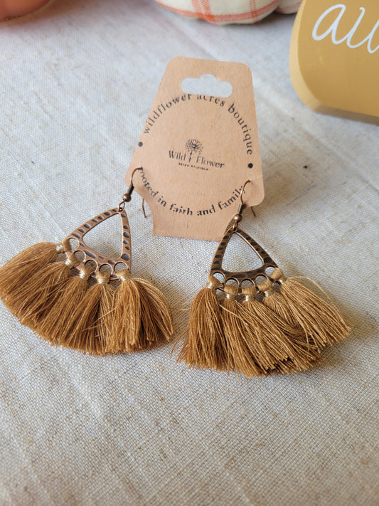 Bronze Brown Threaded Triangle Dangles