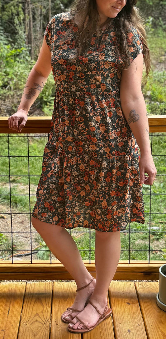 The Harmony - Orange and Red Floral Dress