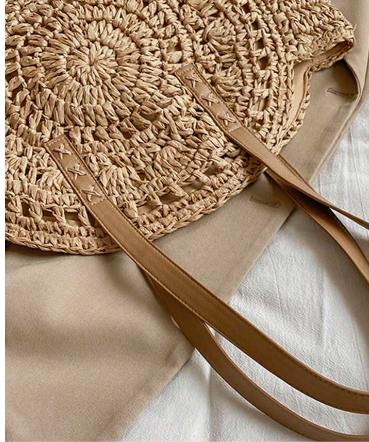 Boho Tan Round Woven Bag/Purse