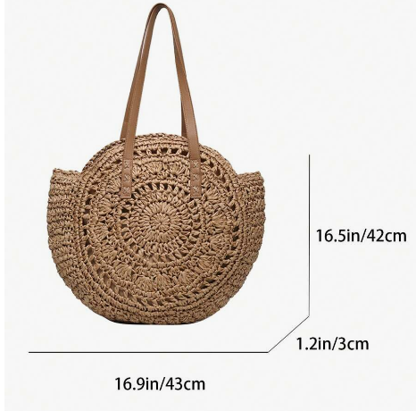 Boho Tan Round Woven Bag/Purse