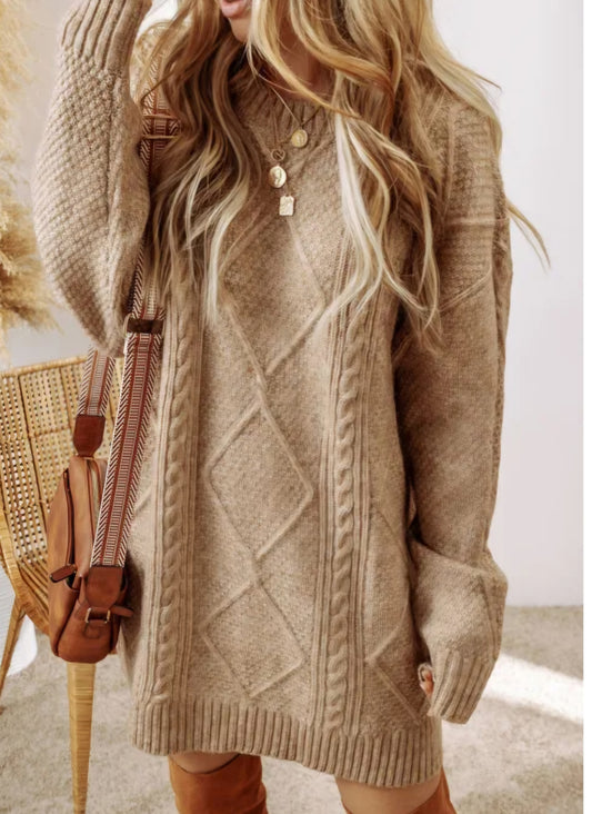 "EMBRACE THE COZY"  Beige Sweater Dress