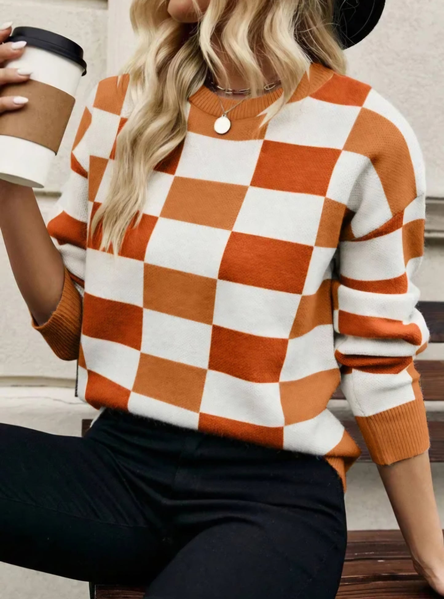 "GO VOLS!"   Orange Checkered Sweater