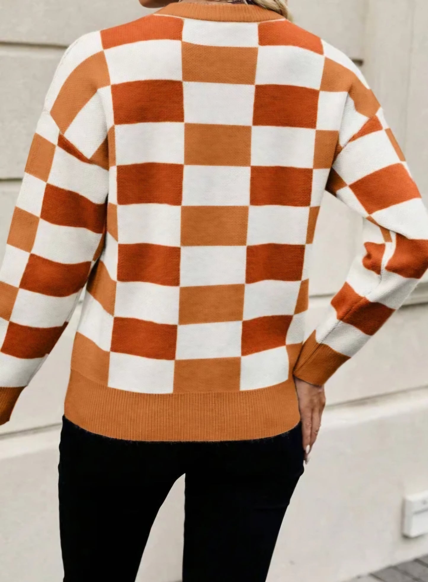 "GO VOLS!"   Orange Checkered Sweater