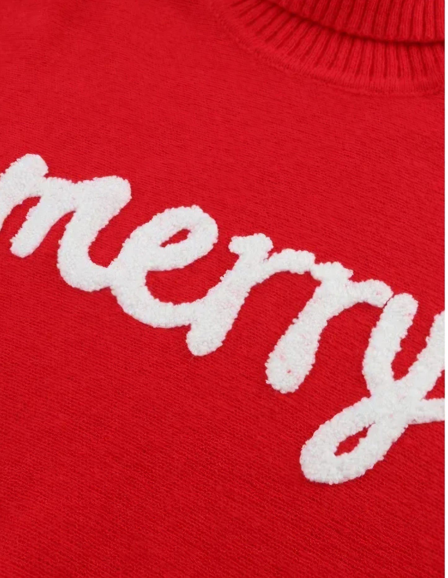 "Merry and Bright" woman's turtle neck red Merry sweater