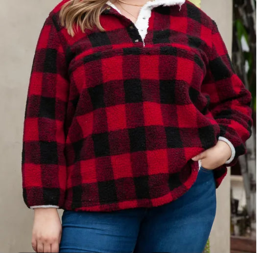 "Feeling Festive" Plus size plaid Pull over