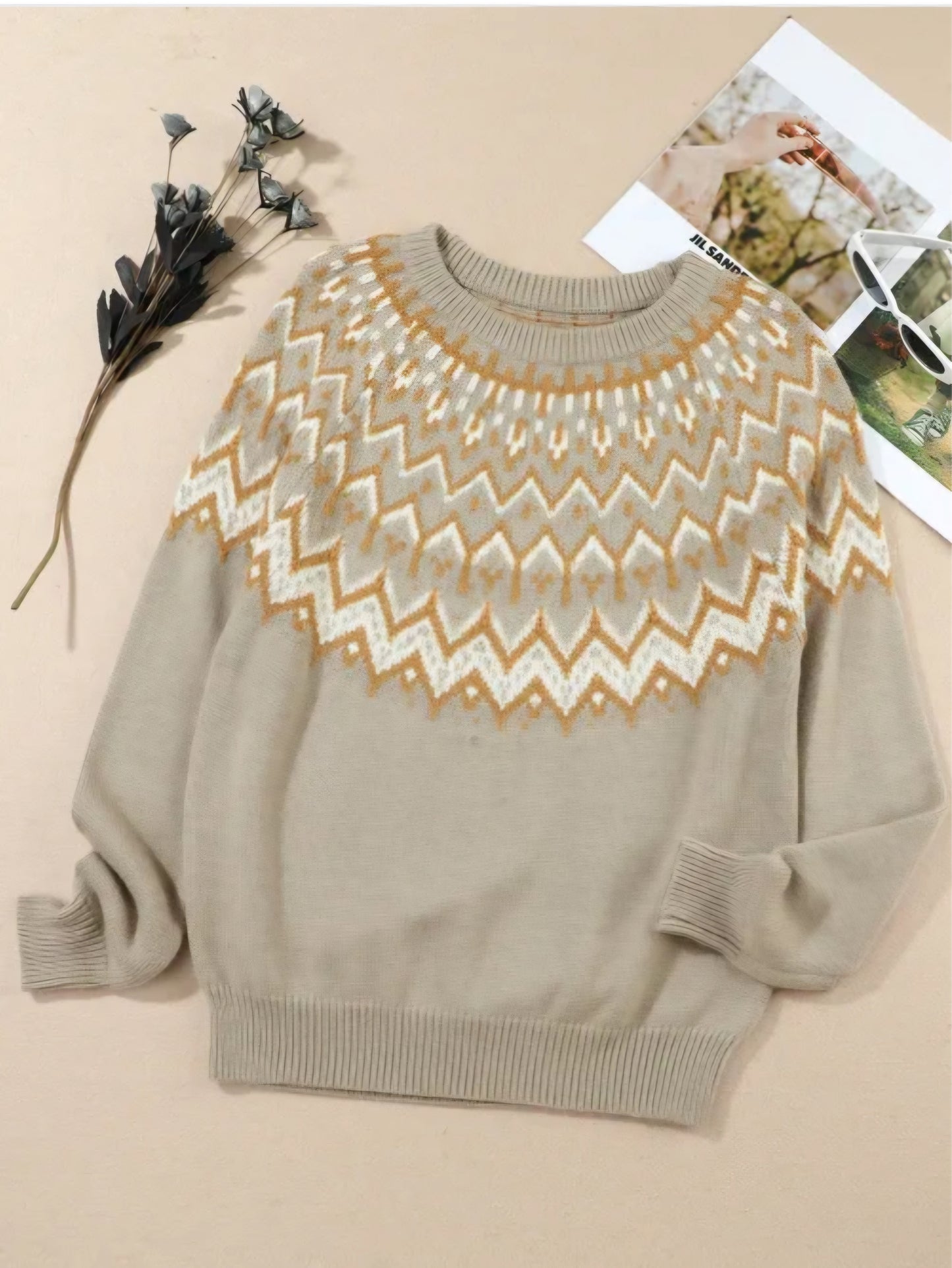 "Baby Its Cold Outside" tan round neck Christmas sweater