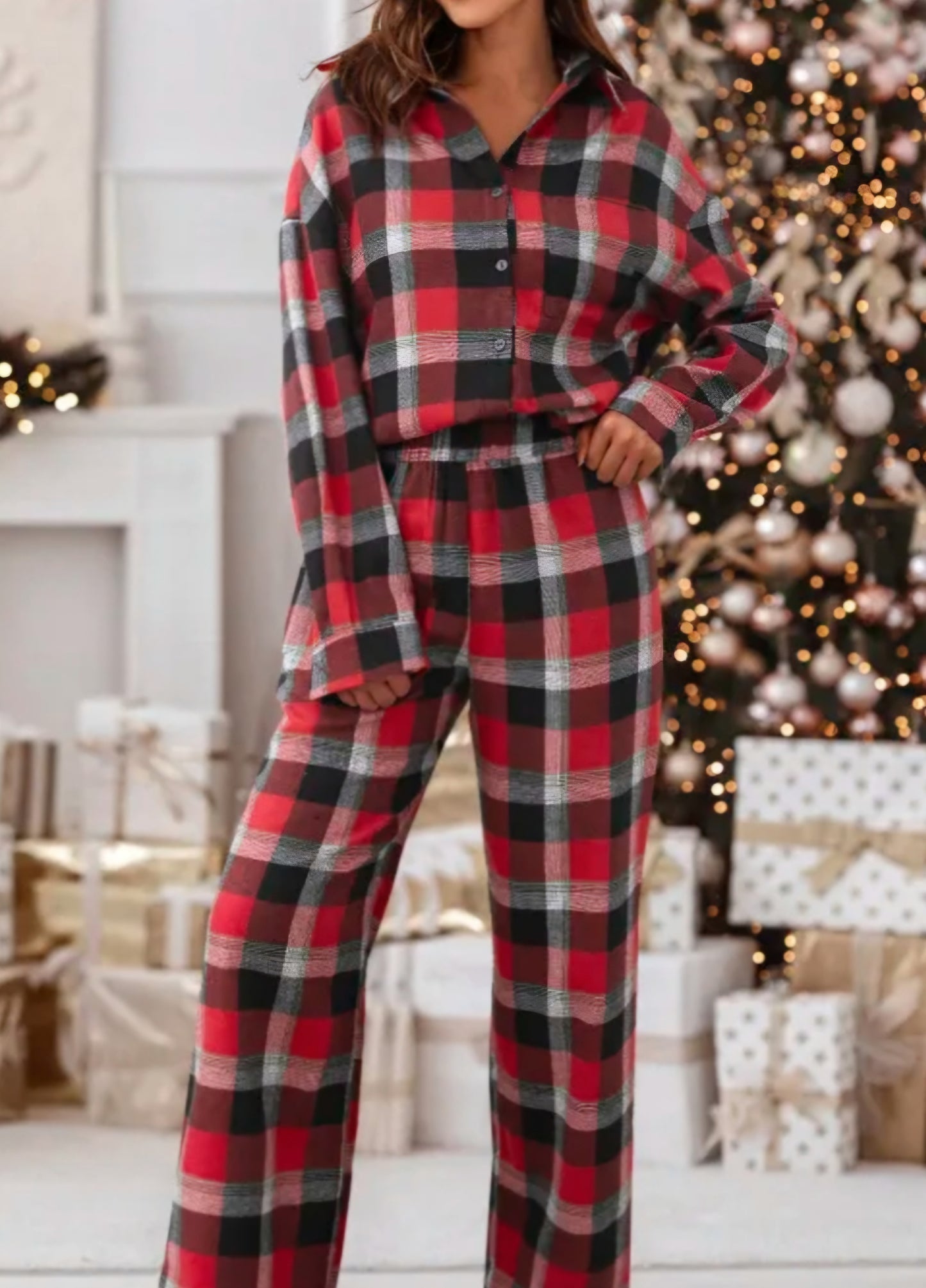 "Home for the Holidays" Christmas Plaid Pajamas