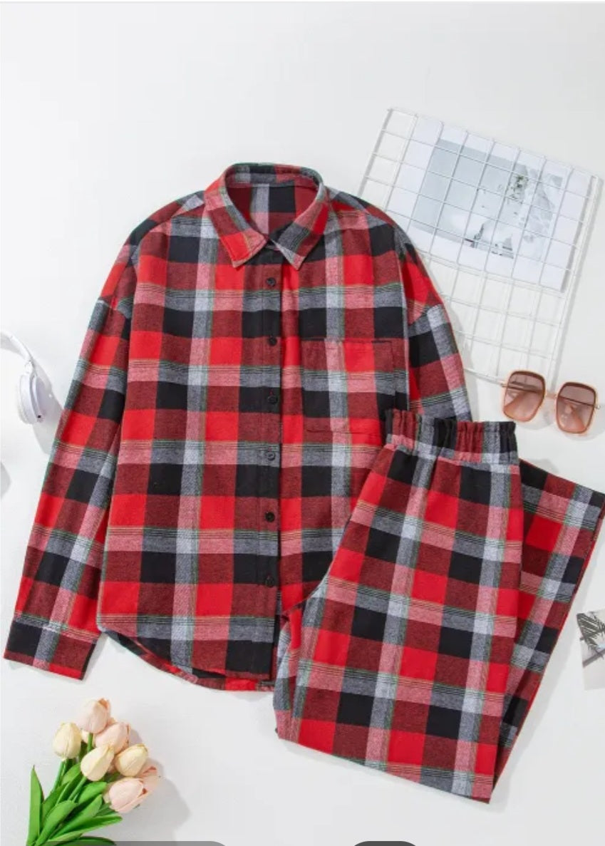 "Home for the Holidays" Christmas Plaid Pajamas